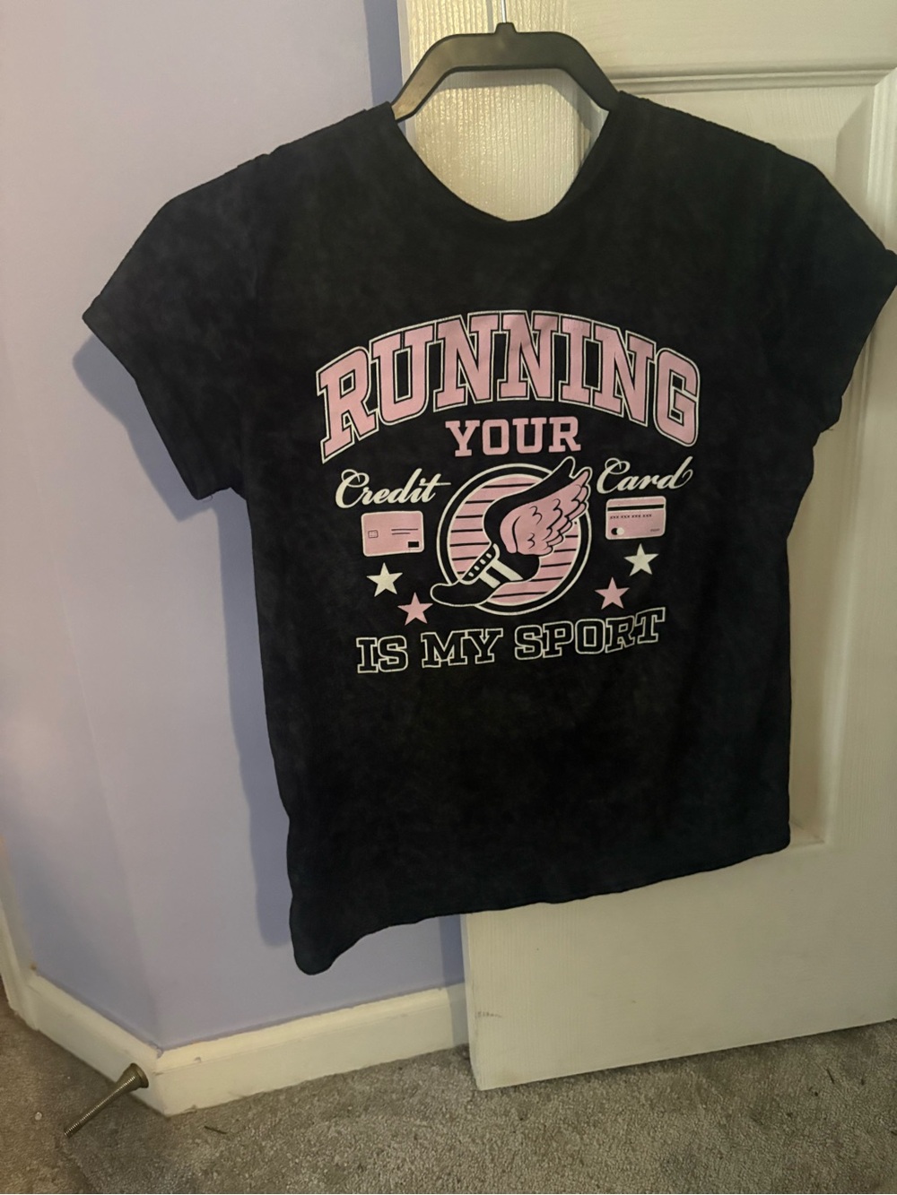 Girls Black Graphic Tee with Pink Print - Running Your Credit Card